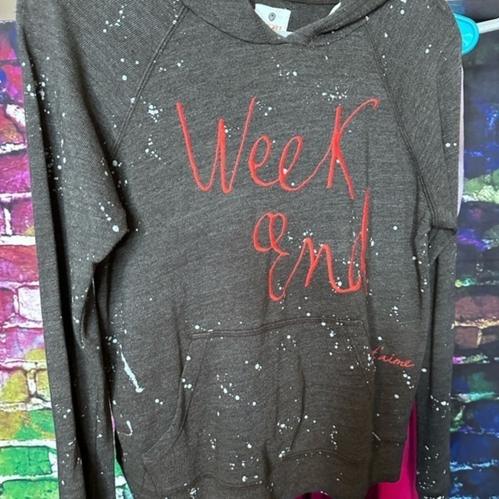 Sundry Sweater Hoodie Week End with Kangaroo Pocket. Size 1. P2P 18”